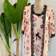 Pyjama 3 Pièces Saumon Imprimé Donuts