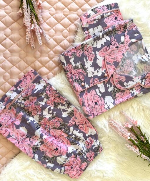 Pyjama Chemise et Short Coton Rose Bébé