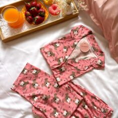 Pyjama Chemise Demi Manches Coton Rose WOFF