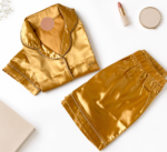 Pyjama Short Satin Demi Manches Jaune Moutarde – Image 2