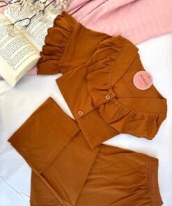 Pyjama Chemise Coton Camel