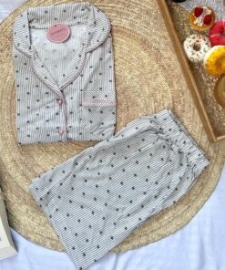 Pyjama Chemise et Short Coton Rayé Imprimé Étoiles