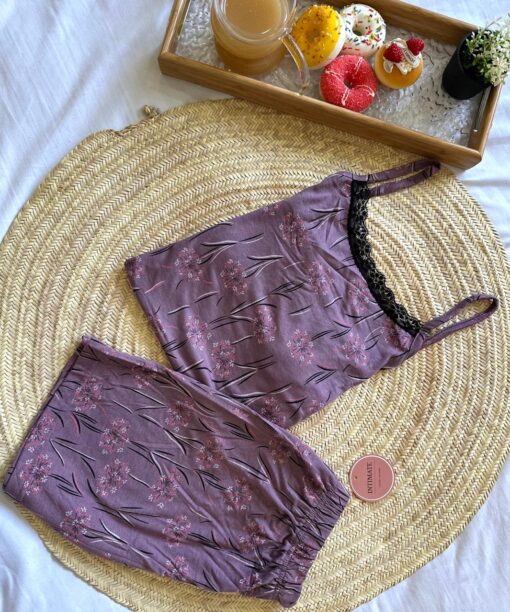 Pyjama Short Coton Violet