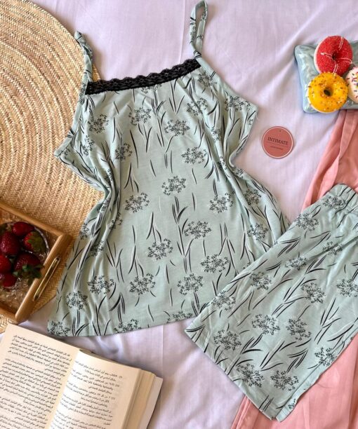 Pyjama Short Coton Vert Doux
