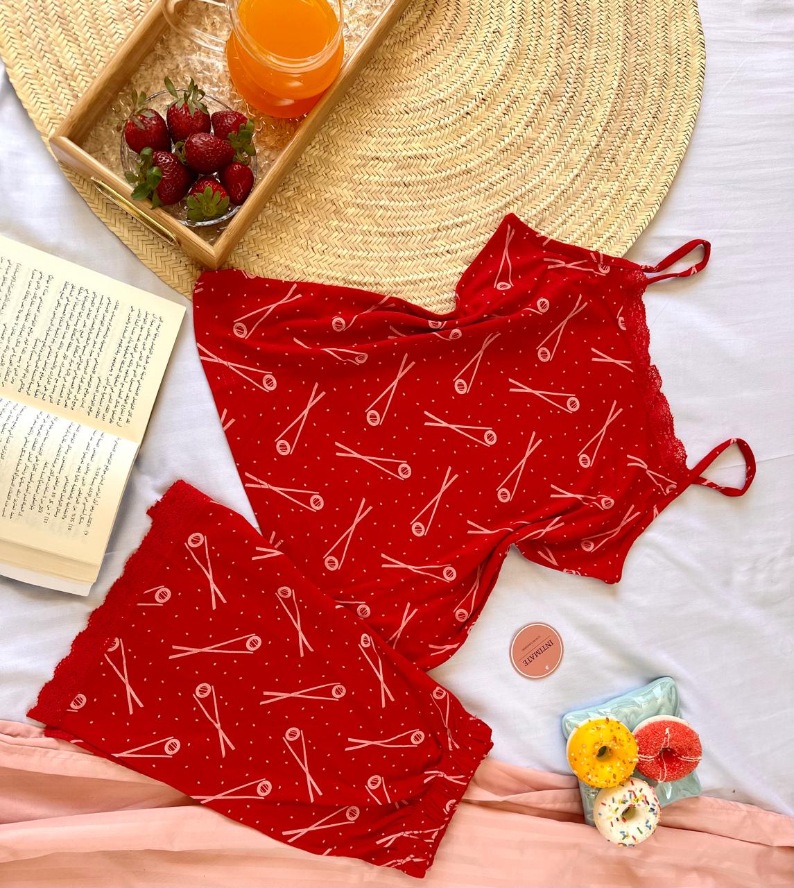 IMG-20250513-WA0039 Pyjama Short Coton Rouge – Image 1