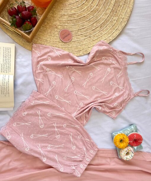 Pyjama Short Coton Rose Bébé