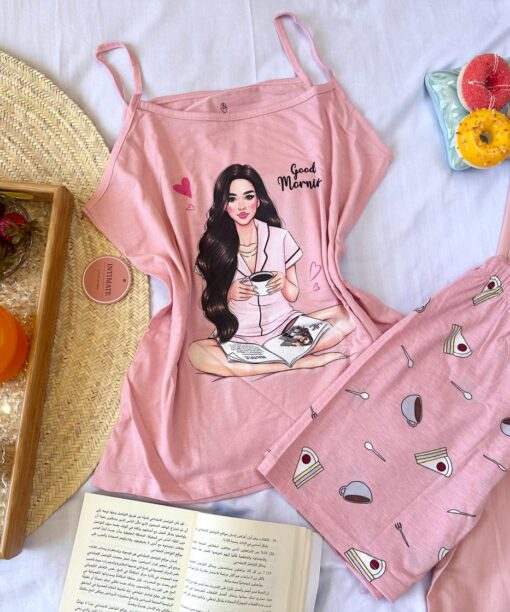 Pyjama Short Coton Rose
