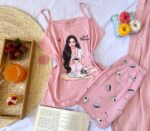Pyjama Short Coton Rose – Image 2
