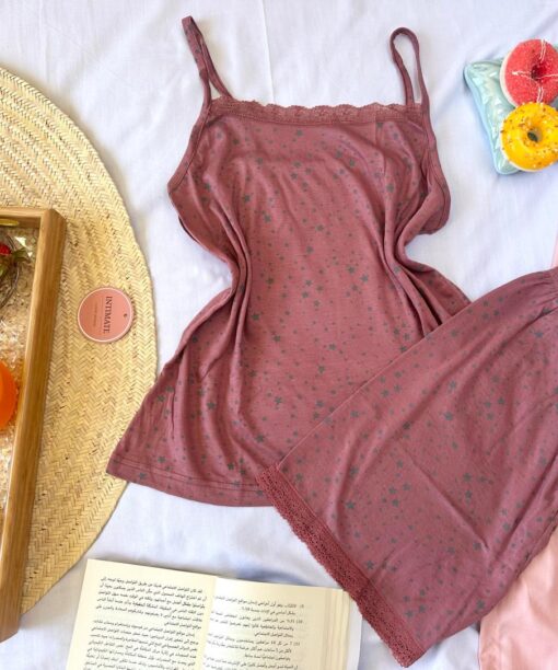 Pyjama Short Coton Rose & Étoiles