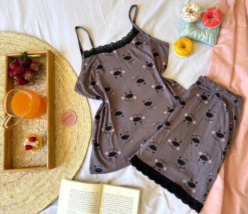 Pyjama Short Coton Marron – Image 2