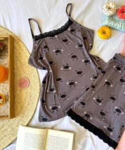 Pyjama Short Coton Marron