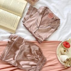 Pyjama Short Satin Demi Manches Rose