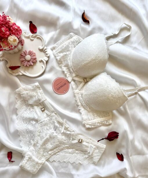 Soutien De Gorge et Culotte Dentelle en Blanc