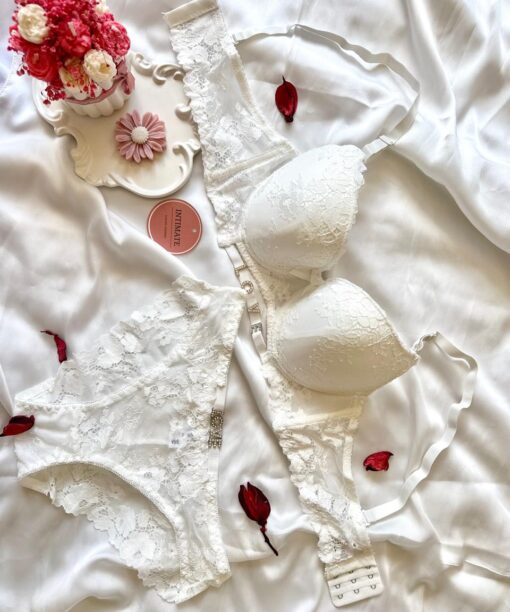 Soutien De Gorge et Culotte Dentelle Blanc "LOVE"