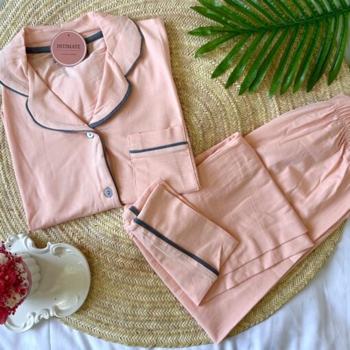 Pyjama Chemise Demi Manches Coton Rose Bébé