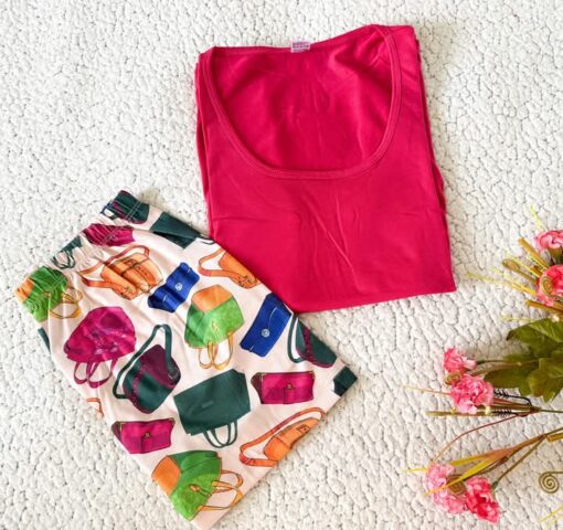 Pyjama Short Coton Rose – Image 1