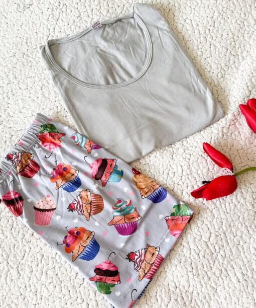 Pyjama Short Coton Gris