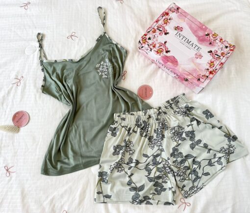 Pyjama Short Coton Vert Militaire – Image 1