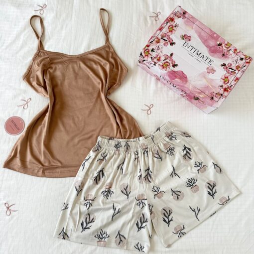 Pyjama Short Coton Marron – Image 1
