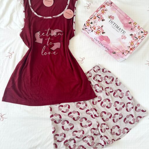 Pyjama Short Coton Rouge "Return To Love"