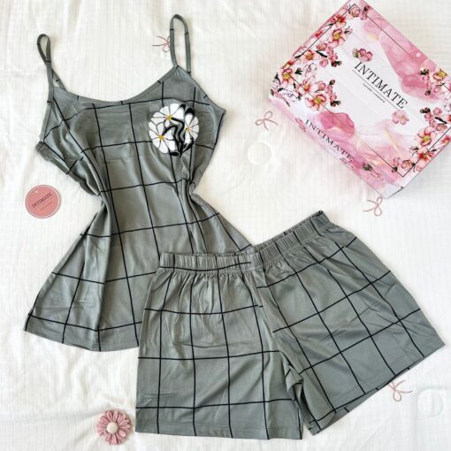 Pyjama Short Coton Vert – Image 1