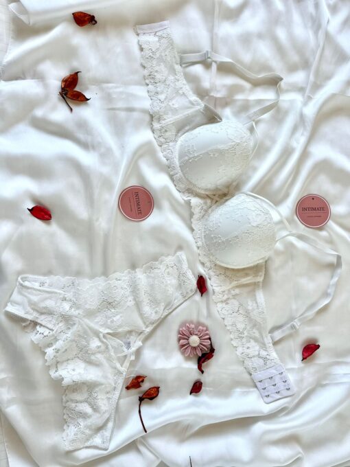 Soutien De Gorge et Culotte Dentelle Blanc – Image 1