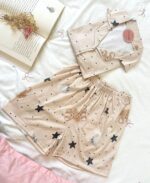 Pyjama Chemise et Short Coton Nude Pointillé