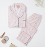 Pyjama Chemise Demi Manches Coton Rose Bébé Imprimé coeurs – Image 2