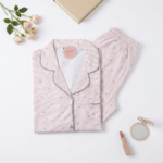 Pyjama Chemise Demi Manches Coton Rose Bébé Imprimé coeurs – Image 3