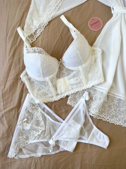 Parure Blanche 7 Pièces Satin De Soie – Image 4