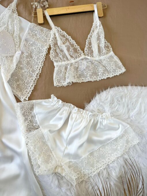 Parure Blanche 7 Pièces Satin De Soie – Image 2