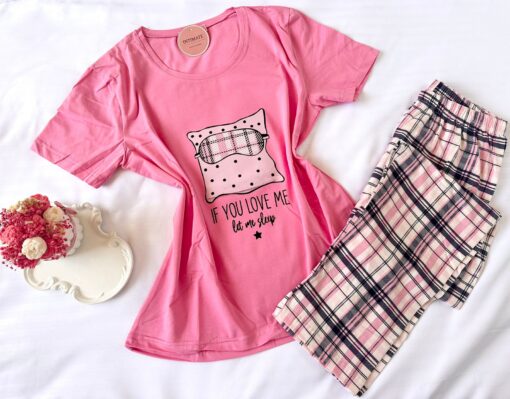 Pyjama Coton Rose & Carreaux – Image 1