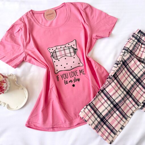 Pyjama Coton Rose & Carreaux