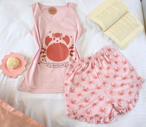 Pyjama Short Coton Rose Bébé – Image 1