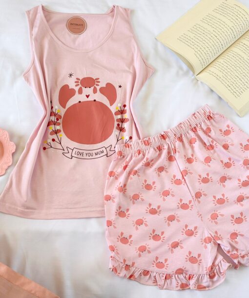Pyjama Short Coton Rose Bébé