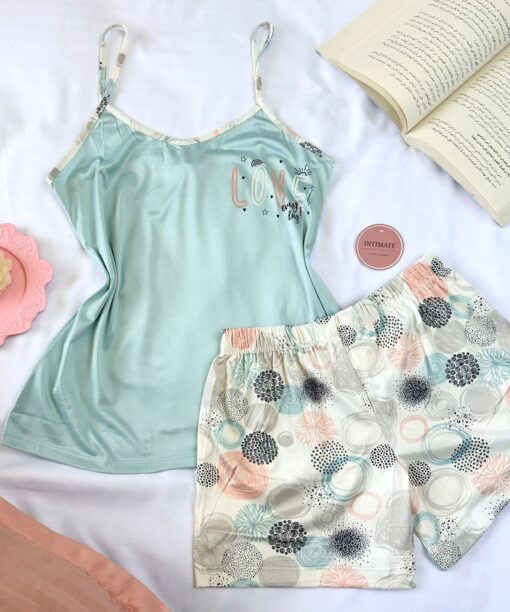 Pyjama Short Coton Bleu Ciel