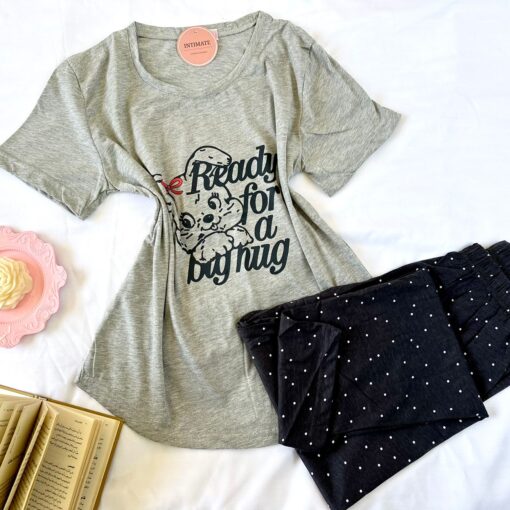 Pyjama Coton Bleu Marine & Gris