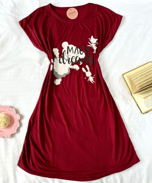 Pyjama Robe Demi Manches Coton Rouge "Magic Dreams"