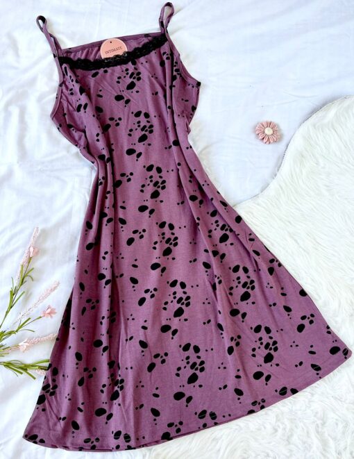 Pyjama Robe Sans Manches Aubergine & Noir – Image 1
