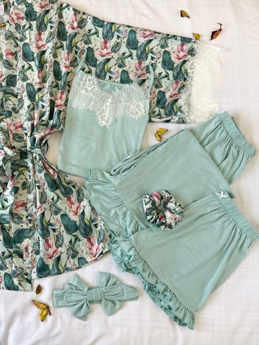Parure Coton Viscose Vert Doux 5 pièces & 2 Accessoires – Image 3