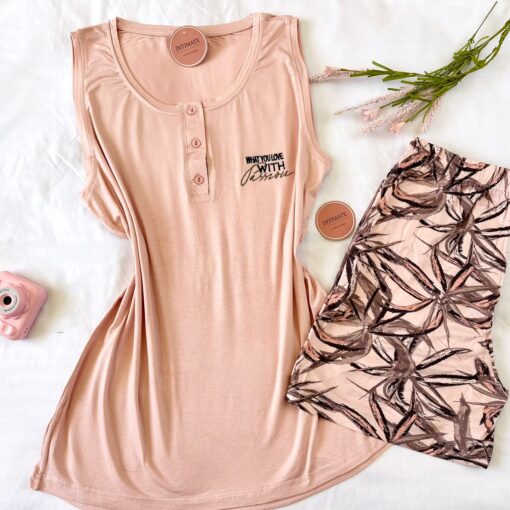 Pyjama Short Coton Saumon