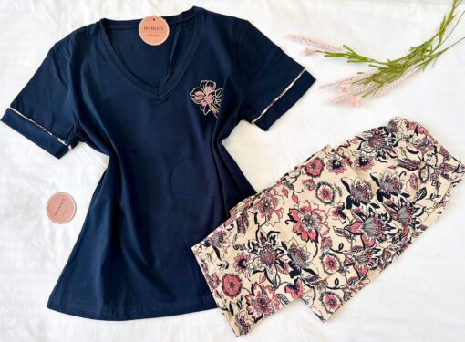 Pyjama Coton Bleu Nuit & Fleurie – Image 1
