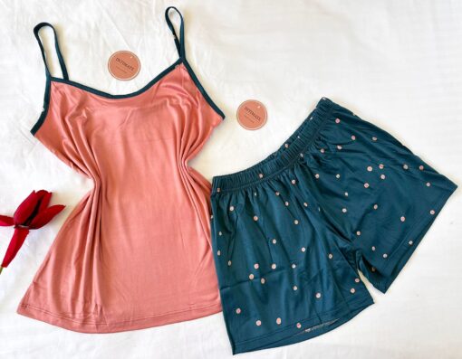 Pyjama Short Rose & Bleu Pointillé – Image 1