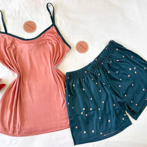 Pyjama Short Rose & Bleu Pointillé