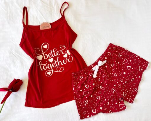Pyjama Short Rouge "Better Together" – Image 1