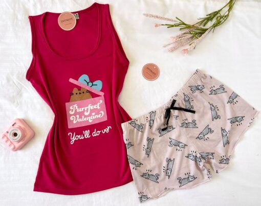 Pyjama Short Coton Rouge & Rose – Image 1