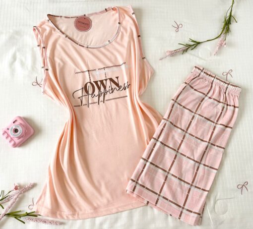 Pyjama Short Coton Rose Nude – Image 1