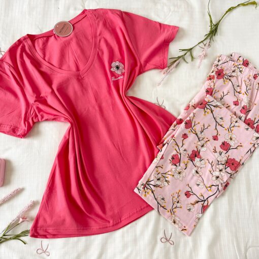 Pyjama Coton Rose & Fleurie