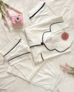 Pyjama Chemise Demi Manches Coton Blanc