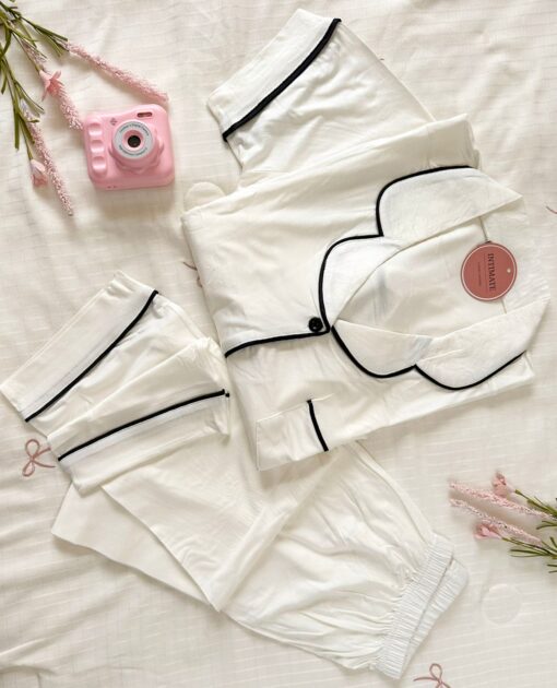 Pyjama Chemise Demi Manches Coton Blanc – Image 1